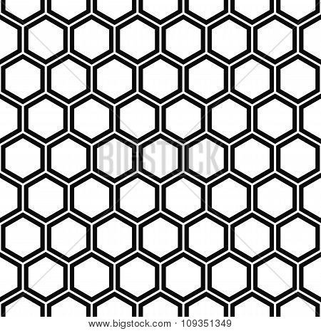 Repeating black and white hexagon pattern