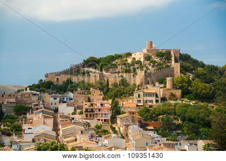 Capdepera castle on green hill in Mallorca