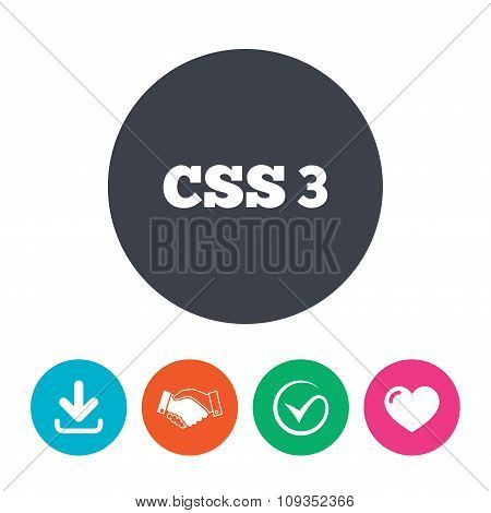 CSS3 sign icon. Cascading Style Sheets symbol.