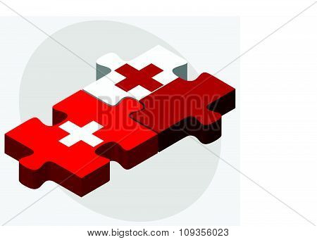 Switzerland And Tonga Flags