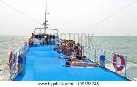 Tourist On The Roof Of Ferry Boat