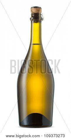 Bottle of sparkling wine isolated on a white