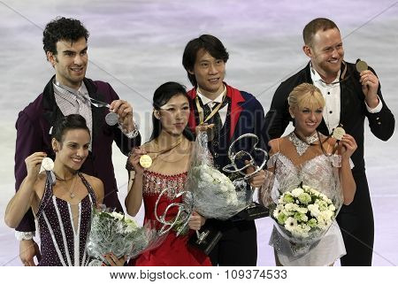 Pairs With Medals At The Victory Ceremony