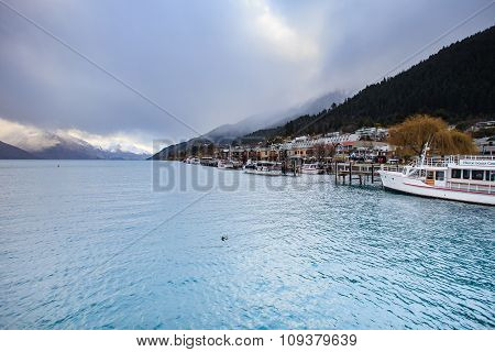 Queentown New Zealand-september 5 : Beautiful Landscape Of Queentown At Dusk , Queentown Impotant To