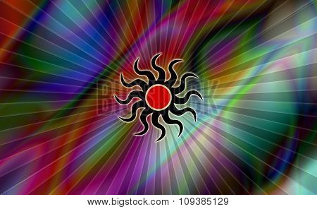 Abstract color background with artistic burning Sun symbol