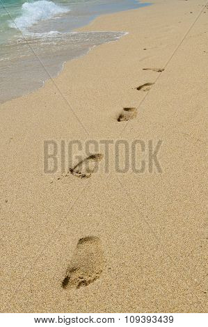 Foot Steps On The Beach