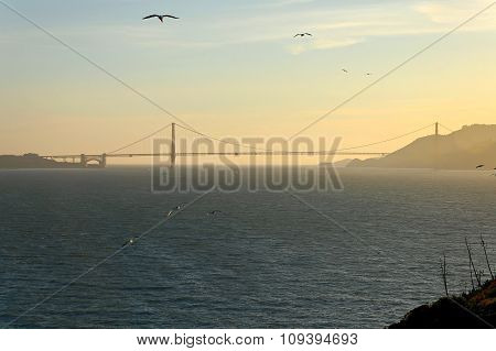 Panorama View To The Golden Gate Bridge San Francisco California Usa
