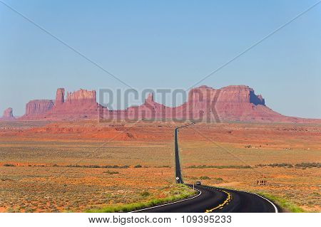 Road To The Monument Valley Usa With Panoramic View
