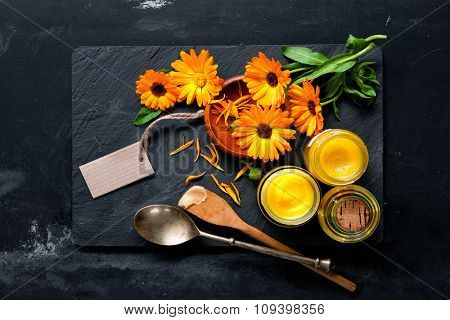 Homemade calendula ointment and oil