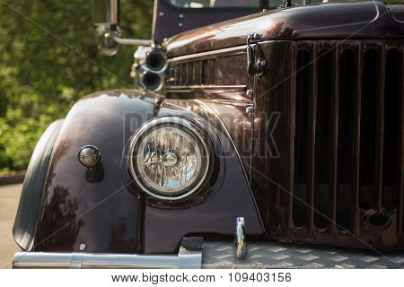 new retro truck closeup with headlamp