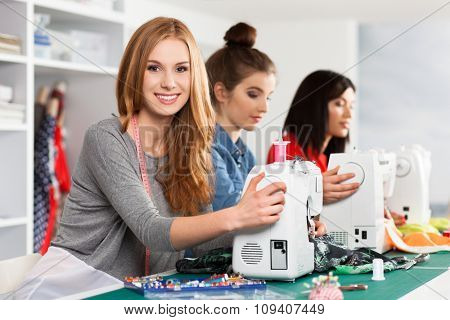 Group of women in a sewing workshop