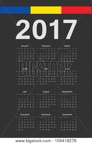 Romanian Black 2017 Year Vector Calendar