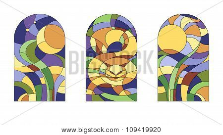 Stained-glass  pattern with cat