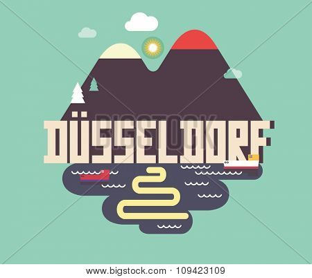 DÃ?Ã?Ã?ÃÂ¼sseldorf in germany is Beautiful city to visit on holiday, vector cartoon illustration