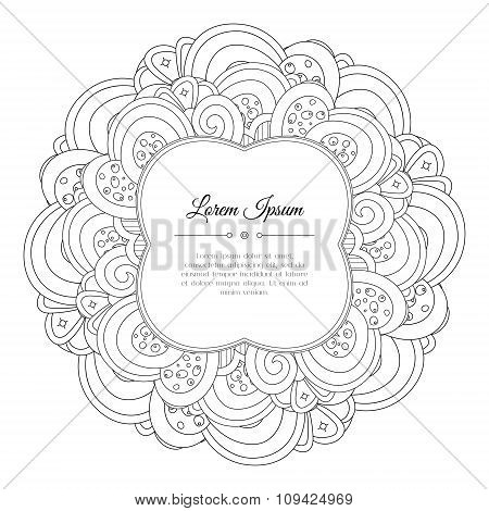 Black And White Hand Drawn Floral Doodle Frame