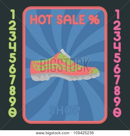 Sport Shoe Flat Design Icon. Vector Hot Sale Label.