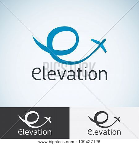 Letter E, Logo Concept Template For Start Up, Flight Company, Air Shipping, Airlines Logotype Or Emb