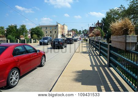 Cars Cross Bridge