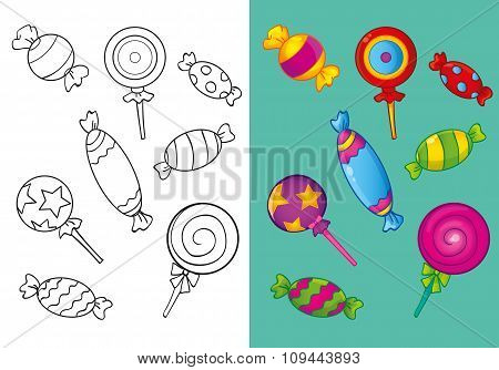 Coloring Book Of Different Sweet Candies
