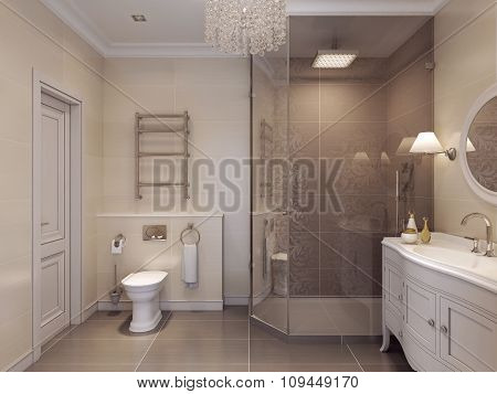 Luxurious Bathroom In The Art Deco Style.