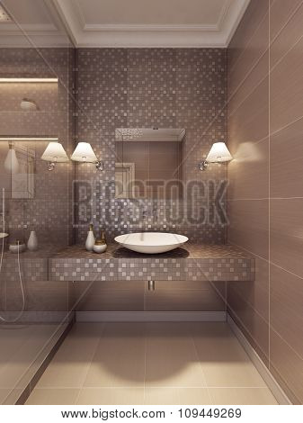 Sink Console Art Deco With Light Mirror.
