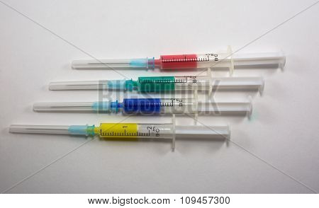 medical varicoloured syringes