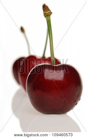 cherries on white