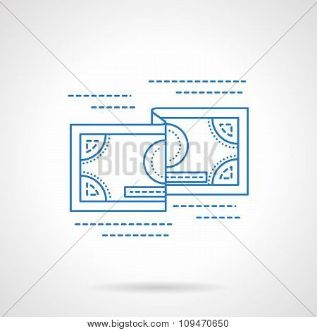 Flat blue line currency vector icon