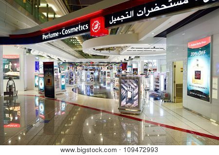 DUBAI - NOVEMBER 16, 2015: interior of Dubai Duty Free Level. Dubai Duty Free is the largest single airport retail operation in the world