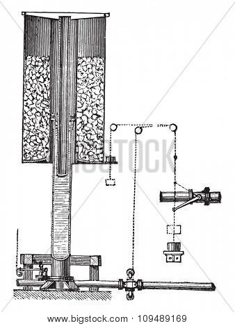 Accumulator Armstrong, vintage engraved illustration. Industrial encyclopedia E.-O. Lami - 1875.