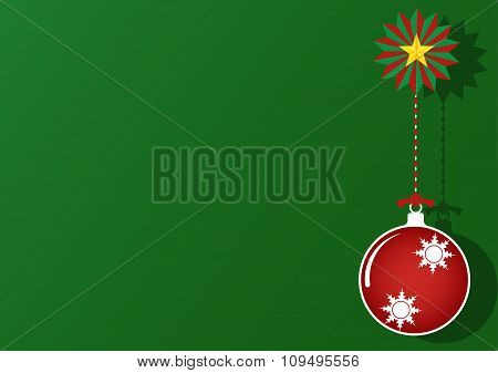 Christmas Balls And Colorful Ornaments On Green Background. Vector Illustration Design.