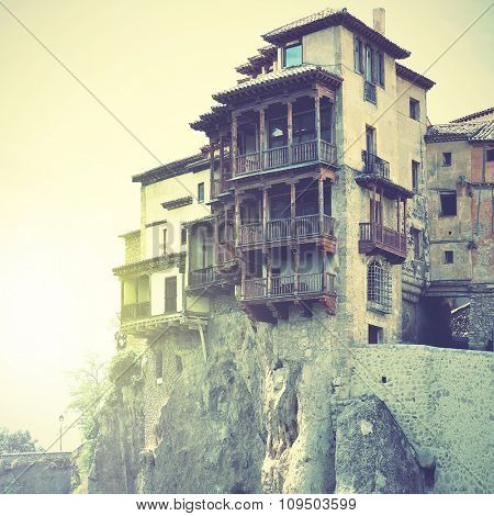 Casas Colgadas - Hanging houses in Cuenca, Spain. Instagram style filtered image
