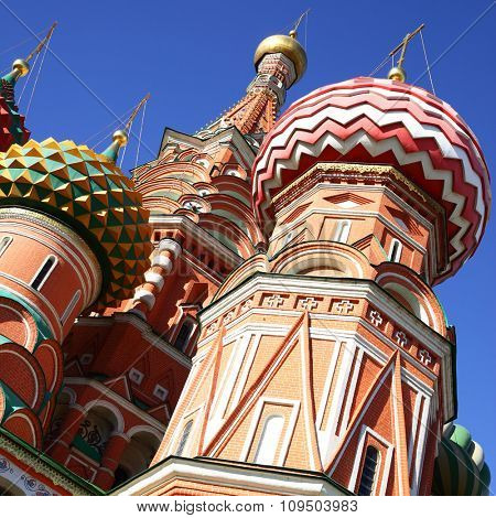 Onions domes of St. Basil's cathedral in Moscow, Russia