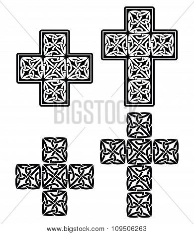 Celtic cross - set of traditional designs in black