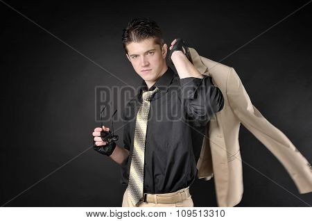 Gallant Man Wearing A White Classic Suit - Isolated On White Background.