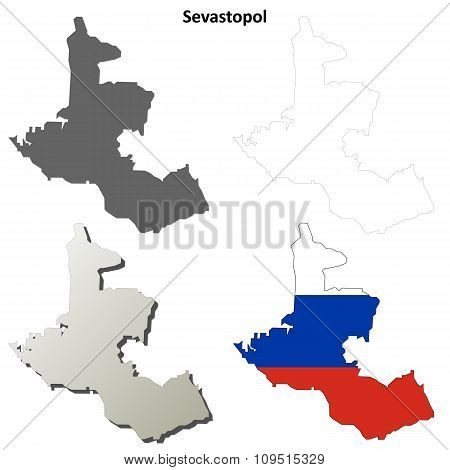 Sevastopol blank outline map set - Russian version