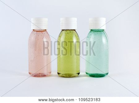 Bottles with colored liquids