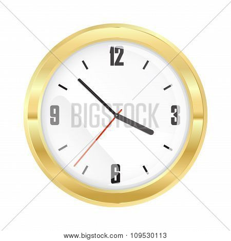 Vector Round Mechanical Gold Watch With A White Dial And Black Numbers