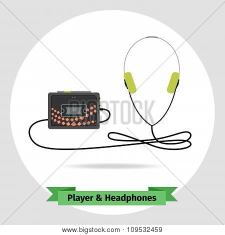 Player with headphones