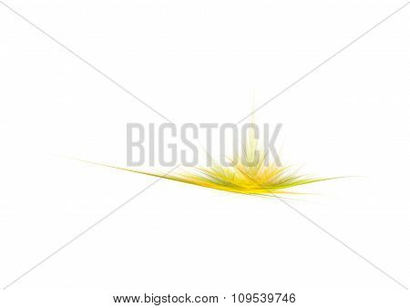 Bright Yellow Flower Or Grass, Creative Abstract Fractal Illustration, Isolated On White Background