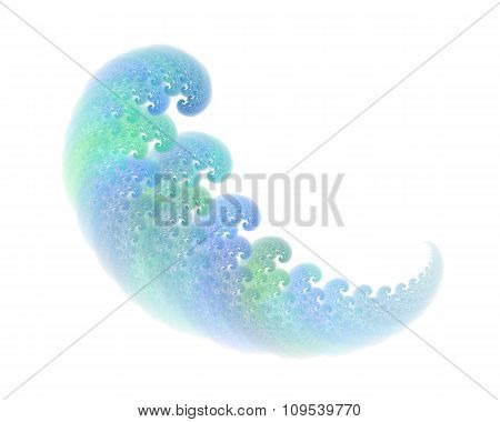 Abstract Fractal Object With Waves Or Feather Texture, Isolated On White Background