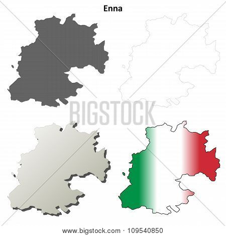 Enna blank detailed outline map set
