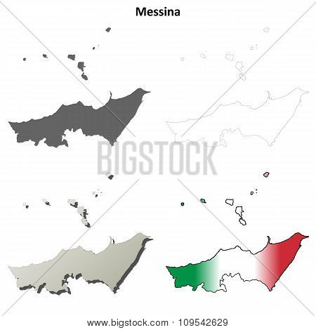 Messina blank detailed outline map set