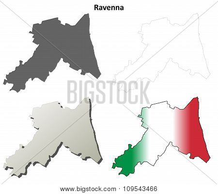 Ravenna blank detailed outline map set
