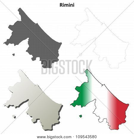 Rimini blank detailed outline map set