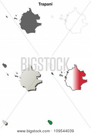 Trapani blank detailed outline map set - vector version