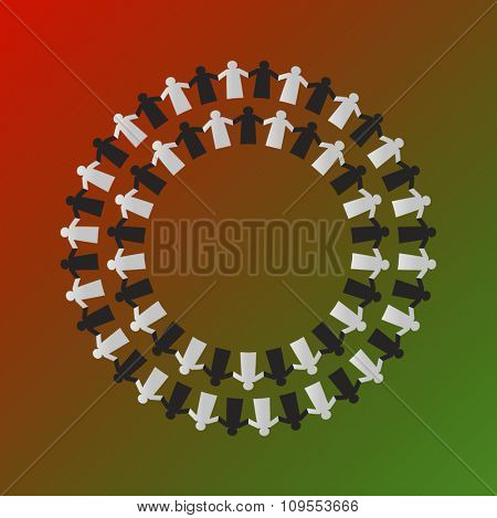 Chain of Emirati citizens - paper-people vector design. Unity and togetherness concept.