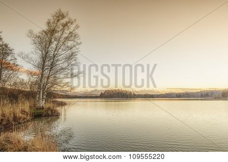 sunset at the Osterseen in Bavaria Germany