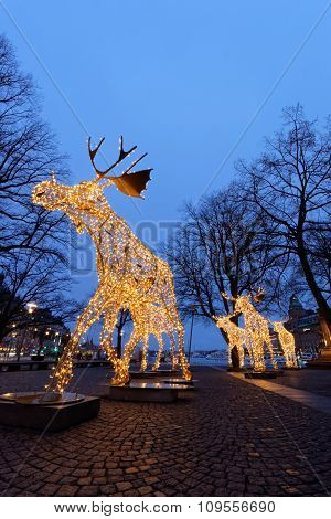 Christmas Moose Herd Made Of Led Light