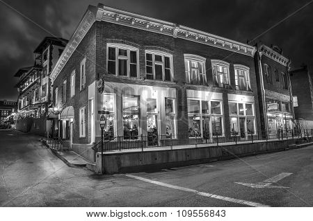 Old Town Bisbee Arizona At Night In Black And White